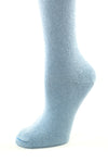 Delp Stockings, Seamed Heavyweight Cotton Stockings. Colonial Blue color side detail view. 