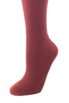 Delp Stockings, Seamed Heavyweight Cotton Stockings. Maroon color side detail view. 