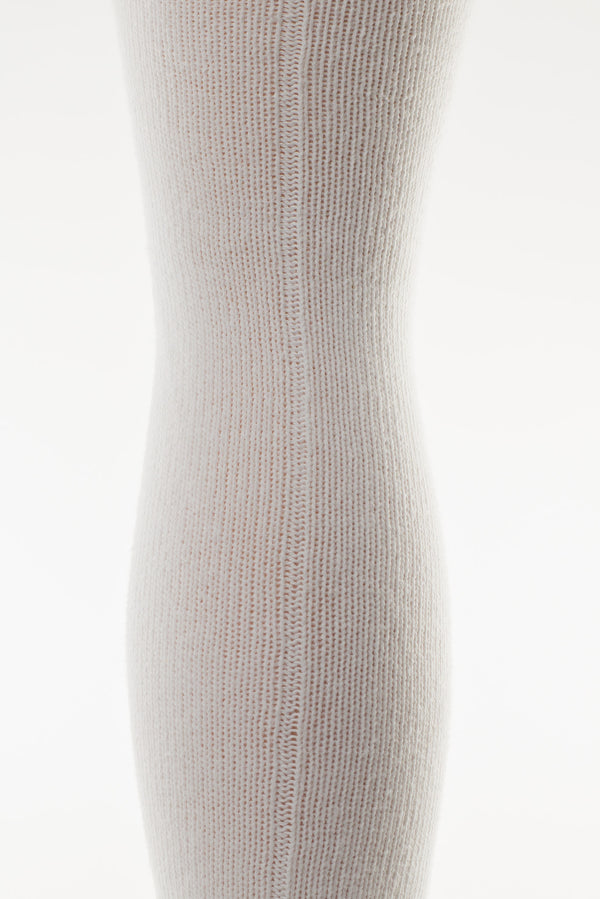 Delp Stockings, Seamed Heavyweight Cotton Stockings. White color back view showing seam.
