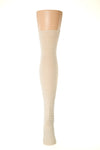 Delp Stockings, Horizontal Ribbed / Banded Stockings. Cream color back view. 