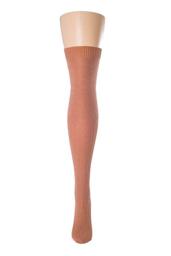 Delp Stockings, Seamed Openwork Cotton Stockings. Salmon color front view. 