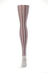 Delp Stockings, Vertical Ribbed Cotton Stockings. Maroon and White color back view.
