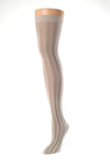 Delp Stockings, Vertical Ribbed Cotton Stockings. Tan and Cream color side view.