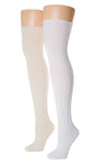 Delp Stockings Cabled Cotton, Cream and White side by side picture