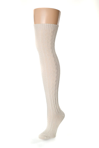 Delp Stockings Cabled Cotton, Cream color side picture