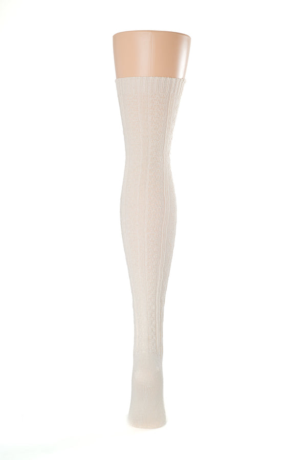 Delp Stockings Cabled Cotton, Cream color back of stocking picture