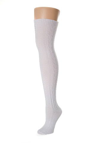 Delp Stockings Cabled Cotton, White color side picture