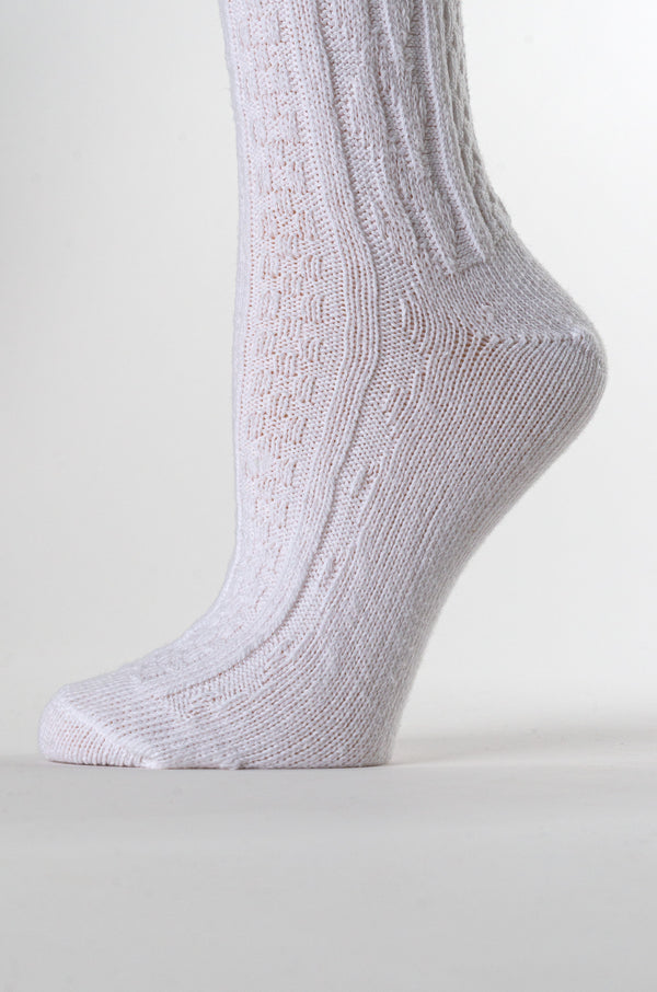 Delp Stockings Cabled Cotton, White color foot detail picture