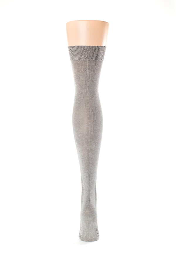 Delp Stockings Clocked Silk Stockings with knitted ankle clocking design. Charcoal color back view. 