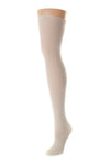 Delp Stockings, Seamed Clocked Silk Stockings. Cream color side view. 