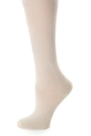 Delp Stockings, Seamed Clocked Silk Stockings. Cream color side detail view. 