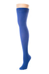 Delp Stockings Clocked Silk Stockings with knitted ankle clocking design. Royal Blue color side view. 