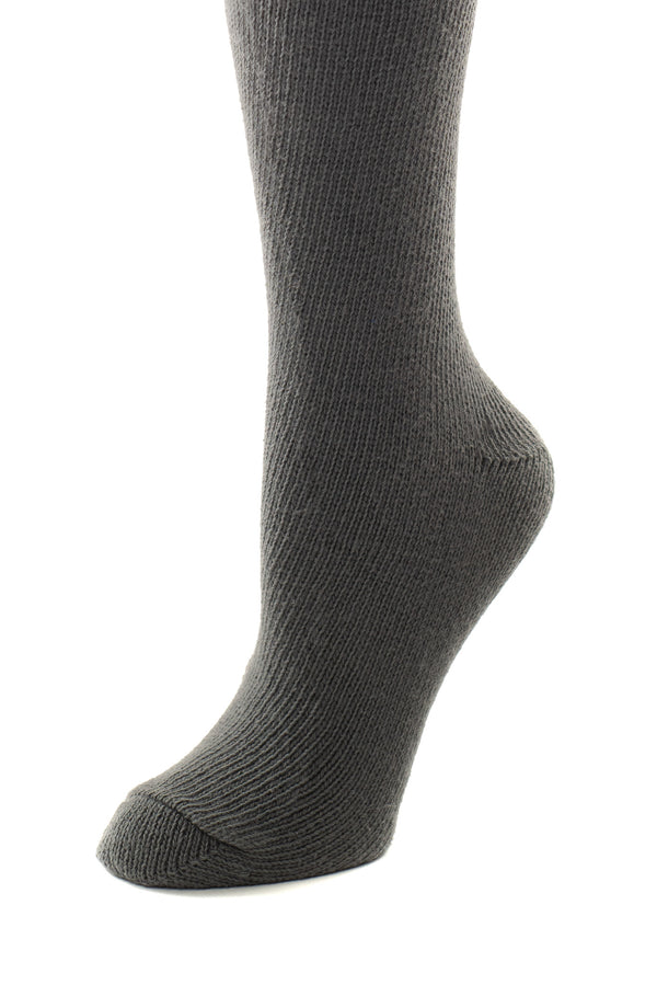 Delp Stockings, Seamed Heavyweight Cotton Stockings. Charcoal color side detail view. 