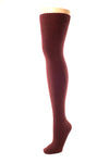 Delp Stockings Heavyweight Cotton Stockings. Cranberry color side view.