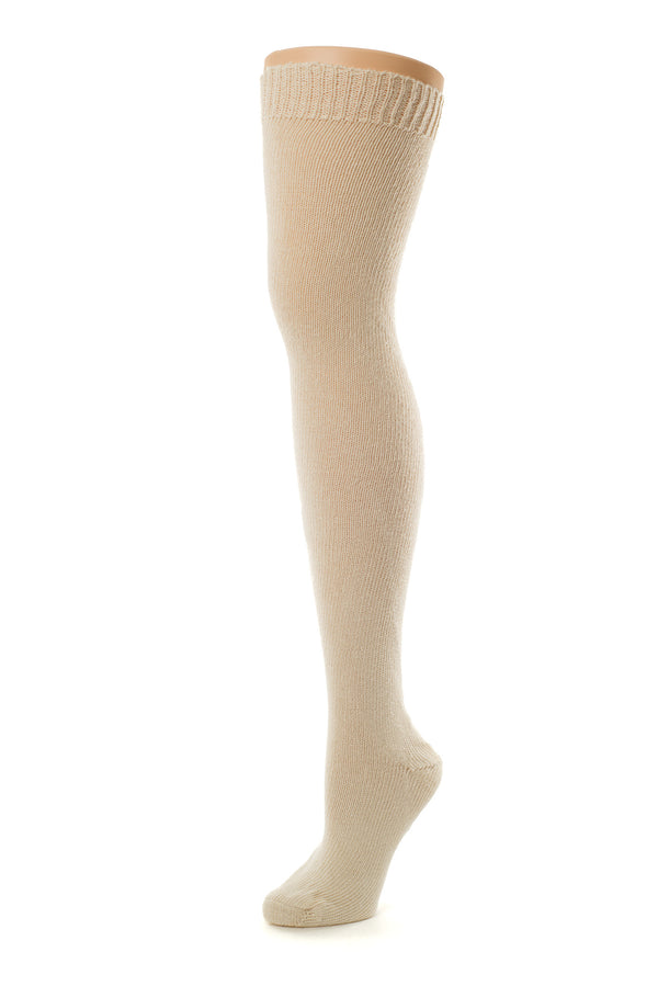 Delp Stockings Heavyweight Cotton Stockings. Cream color side view.