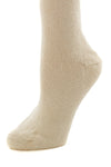 Delp Stockings Heavyweight Cotton Stockings. Cream color side detail view.