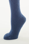 Delp Stockings Heavyweight Cotton Stockings. Dark Blue color side detail view.