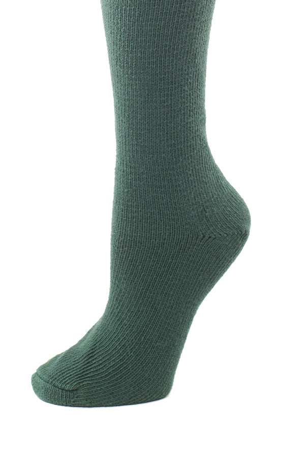 Delp Stockings, Seamed Heavyweight Cotton Stockings. Dark Green color side detail view.