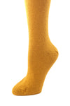 Delp Stockings, Seamed Heavyweight Cotton Stockings. Mustard color side detail view.