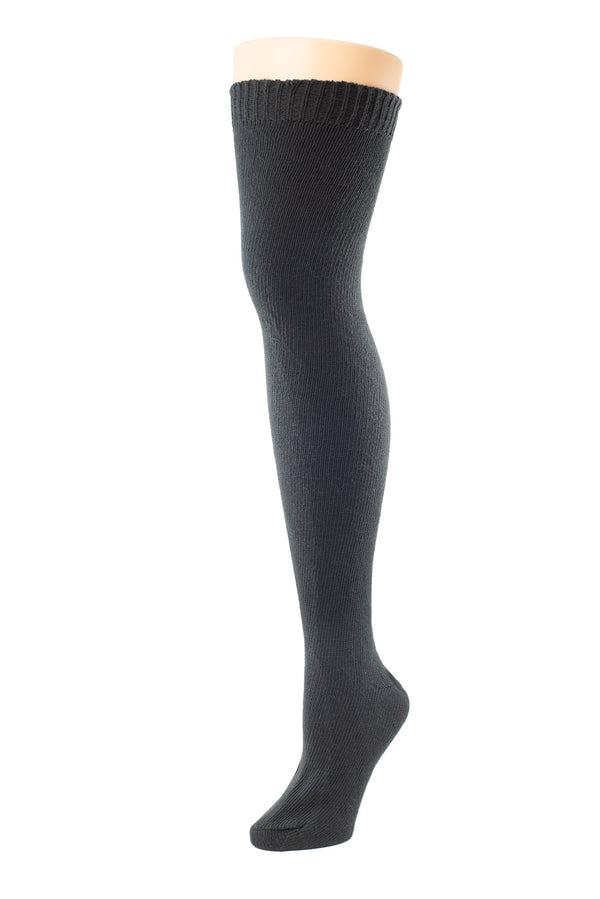 Delp Stockings Heavyweight Cotton Stockings. Slate color side view.