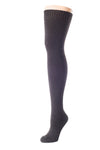 Delp Stockings, Seamed Heavyweight Wool Stockings. Black color side view. 