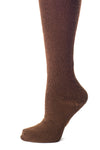 Delp Stockings, Seamed Heavyweight Wool Stockings. Brown color side detail view. 