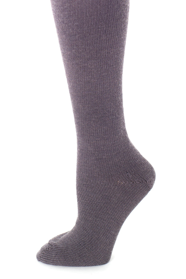 Delp Stockings, Seamed Heavyweight Wool Stockings. Charcoal color side detail view. 