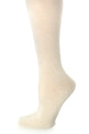 Delp Stockings, Seamed Heavyweight Wool Stockings. Cream color side detail view. 