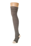 Delp Stockings, Horizontal Ribbed / Banded Stockings. Black and White color side view. 