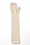 Delp Stockings Long Ladies Silk Fingerless Mitts. Cream color flat view.