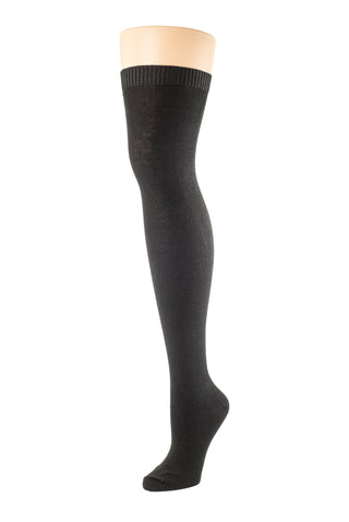Delp Stockings, Lightweight Cotton Stockings. Black color side view. 