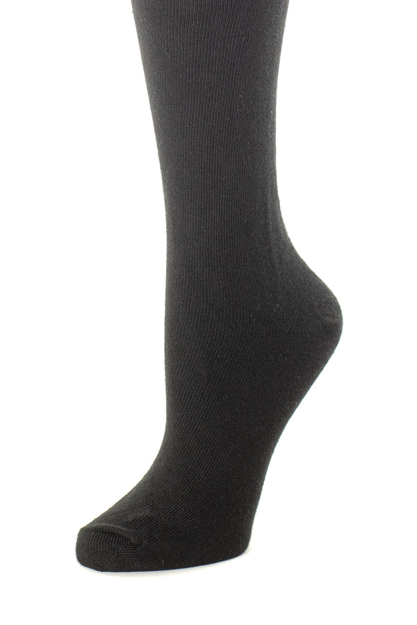 Delp Stockings, Lightweight Cotton Stockings. Black color side detail view. 