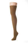 Delp Stockings, Seamed Lightweight Cotton Stockings. Camel color side view.