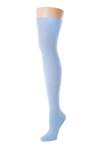 Delp Stockings, Seamed Lightweight Cotton Stockings. Colonial Blue color side view.