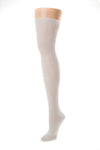 Delp Stockings, Seamed Lightweight Cotton Stockings. Cream color side view.