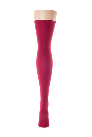 Delp Stockings, Seamed Lightweight Cotton Stockings. Maroon color side view. 