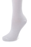 Delp Stockings, Seamed Lightweight Cotton Stockings. White color side detail view.