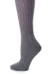 Delp Lightweight Ribbed Wool Stockings Charcoal Detail