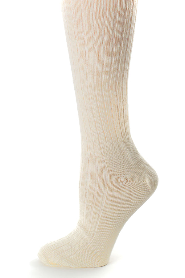 Delp Lightweight Ribbed Wool Stockings Cream Detail