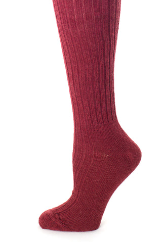 Delp Lightweight Ribbed Wool Stockings Maroon