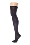 Delp Stockings, Ribbed Silk Stockings. Black color side view.