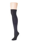 Delp Stockings, Seamed Openwork Cotton Stockings. Black color side view. 