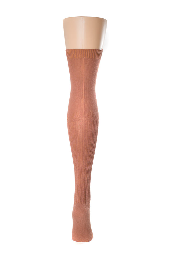Delp Stockings, Seamed Openwork Cotton Stockings. Salmon color back view. 