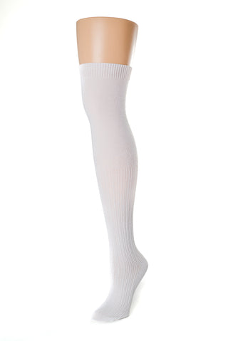 Delp Stockings, Seamed Openwork Cotton Stockings. White color side view. 