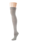 Delp Stockings, Silk Stockings. Charcoal color side view.