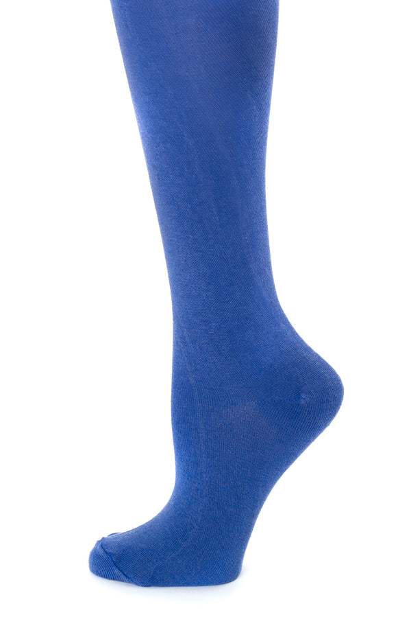 Delp Stockings, Silk Stockings. Royal Blue color side detail view.