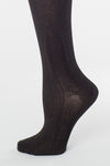 Delp Stockings Clocked Silk SALE Stockings. Black color side detail view. 