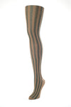 Delp Stockings, Vertical Ribbed Cotton Stockings. Green and Tan color side view.
