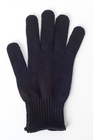 Delp Stockings, Wool Gloves. Black color flat view of single glove.